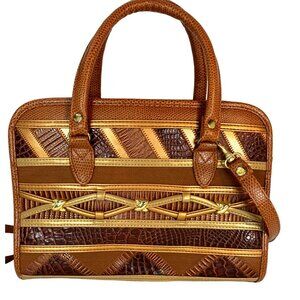Vintage Jackson patchwork faux crocodile snake handbag shoulder crossbody 1970s